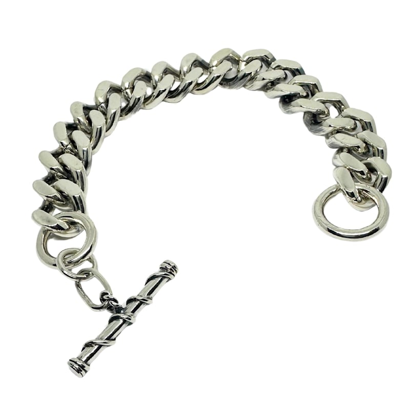 Thumbnail of Men’s Chunky Sterling Silver Curb Chain Bracelet – Twisted T-Bar image