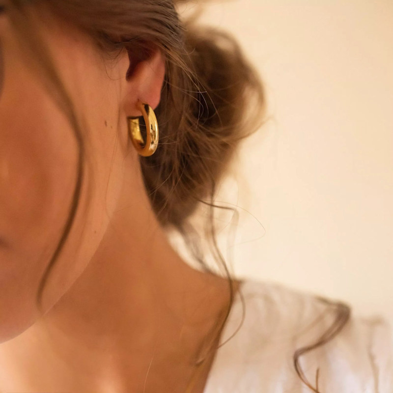 Thumbnail of Chunky Sterling Silver Hoop Earrings image