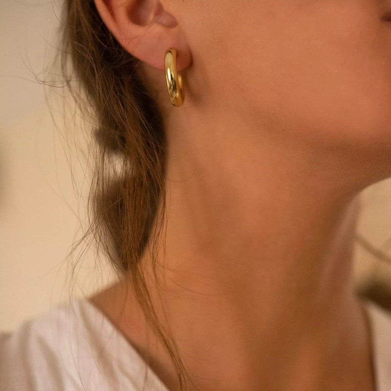 Thumbnail of Chunky Sterling Silver Hoop Earrings image