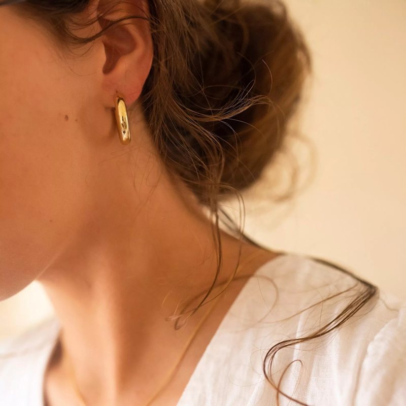 Thumbnail of Chunky Sterling Silver Hoop Earrings image
