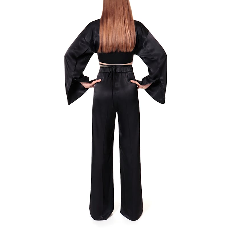 Thumbnail of Jessie Satin Glossy Black Trousers image