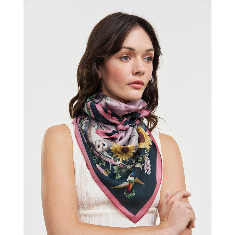Circe Narrative Silk Blend Teal Square Scarf | Fable England