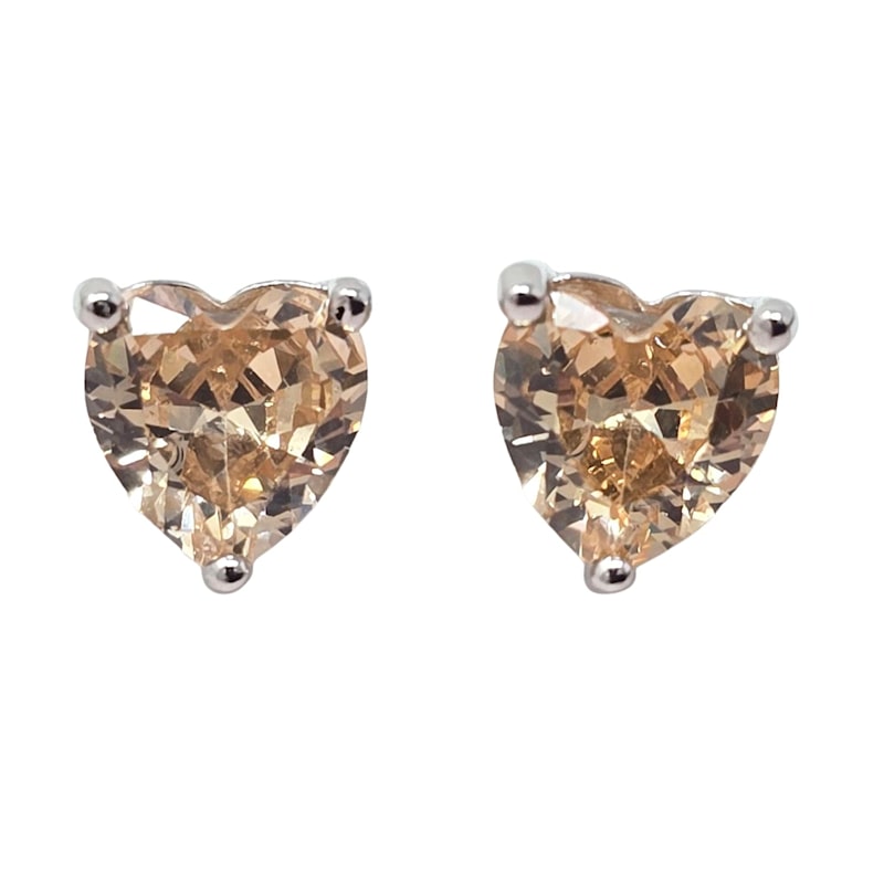 Thumbnail of Citrine Heart Sterling Silver Stud Gemstone Earrings image