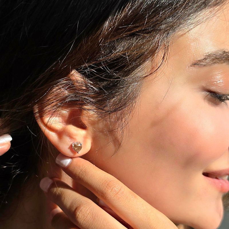 Thumbnail of Citrine Heart Sterling Silver Stud Gemstone Earrings image