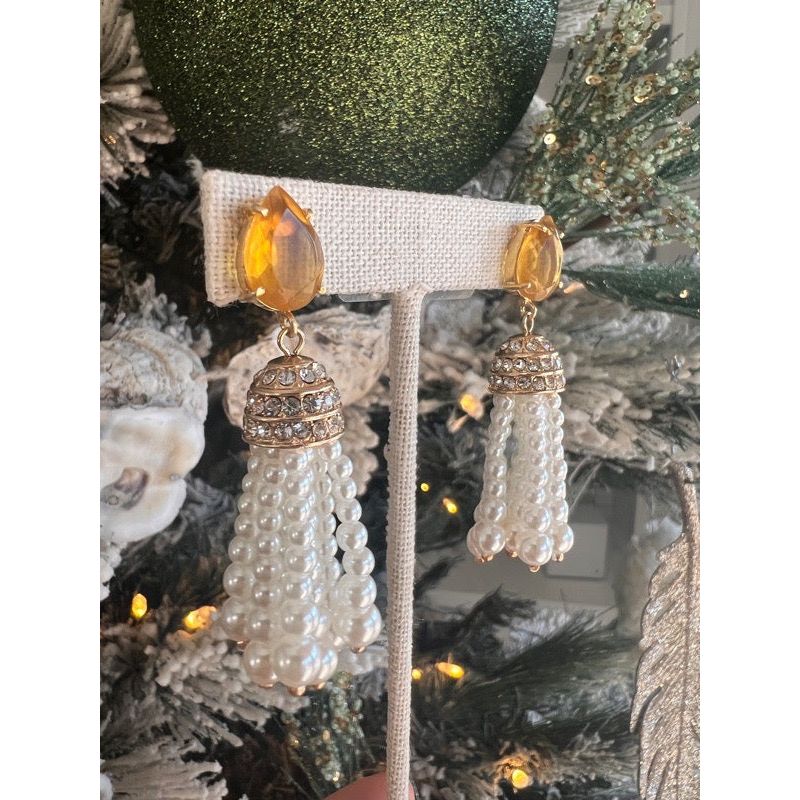 Thumbnail of Citrine Pearl Tassel Earrings image