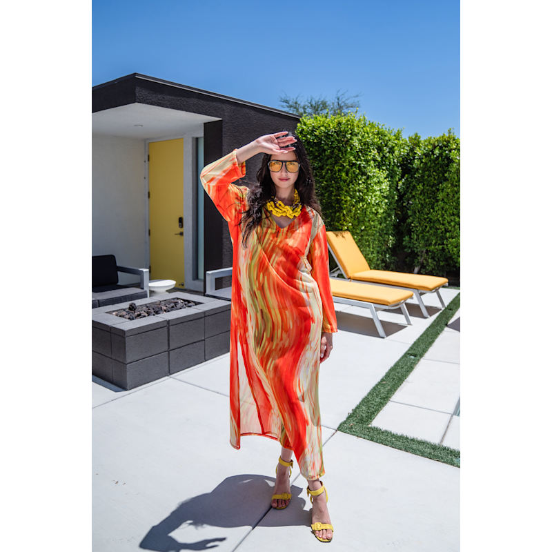 Thumbnail of Citron Longline Caftan With Sleeves image