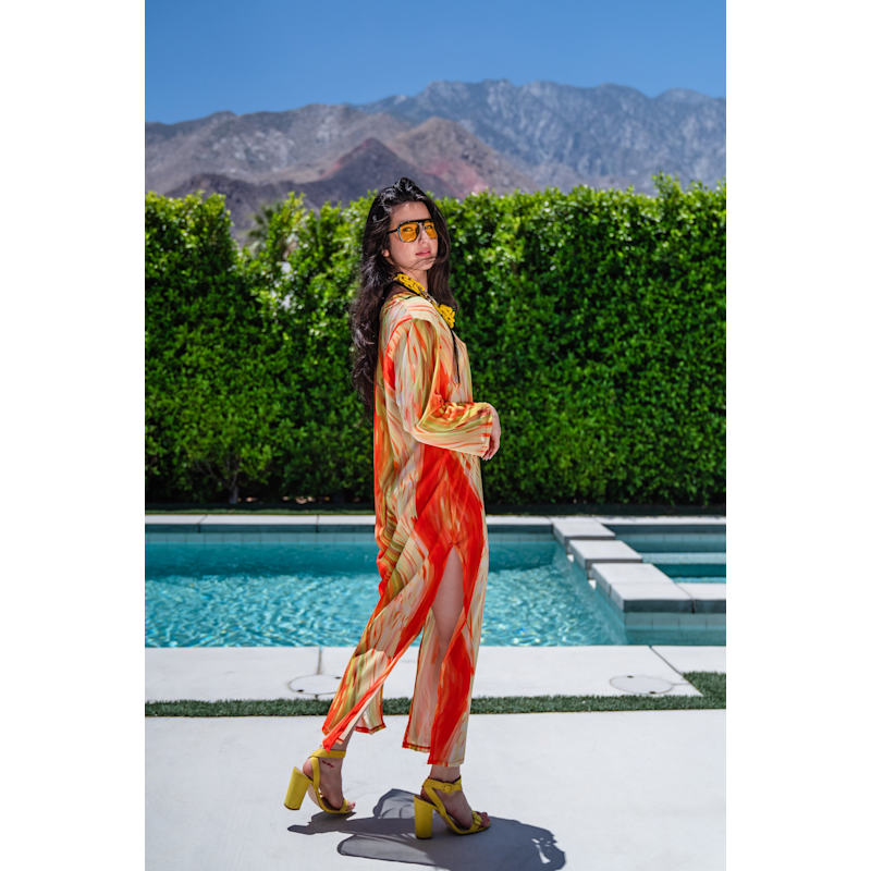 Thumbnail of Citron Longline Caftan With Sleeves image
