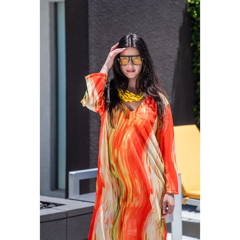 Thumbnail of Citron Longline Caftan With Sleeves image