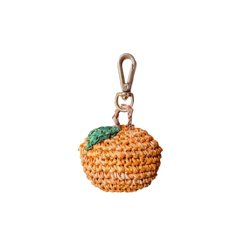 Thumbnail of Citrus Burst Orange Raffia Bag Charm - Handmade Keychain image