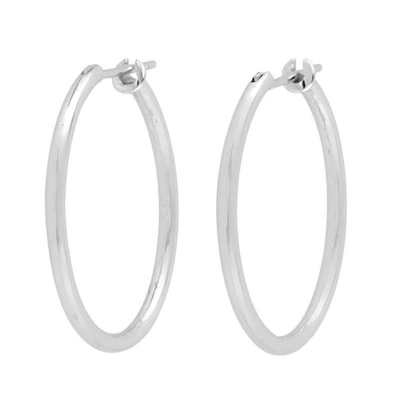Thumbnail of Classic Hoop Earrings in 18K White Gold image