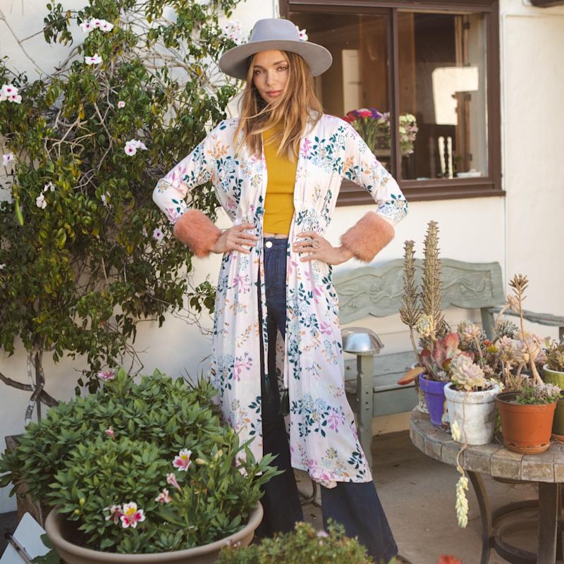Thumbnail of Blush Garden Faux Fur Duster image