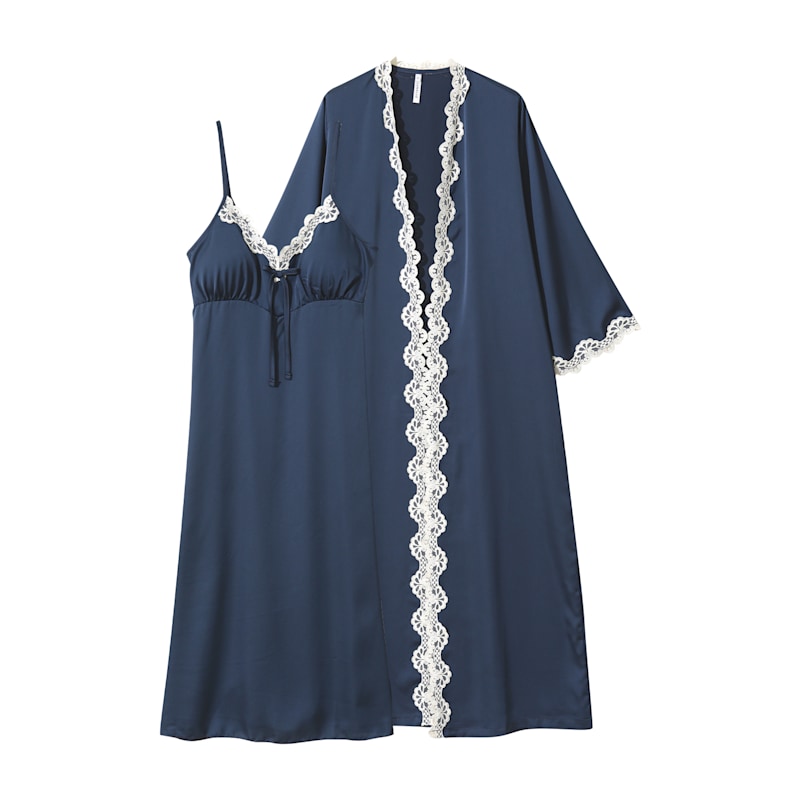 Clara Silk-Satin Slip & Robe Set | LUNALUZ | Wolf & Badger
