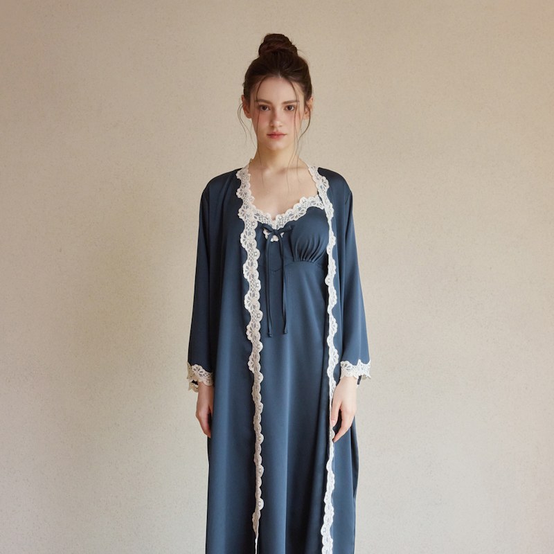 Clara Silk-Satin Slip & Robe Set | LUNALUZ | Wolf & Badger