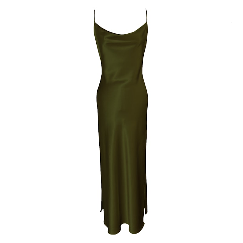 Joanie Classic Bias Cut Slip - Military Green | CREASE | Wolf \u0026 Badger