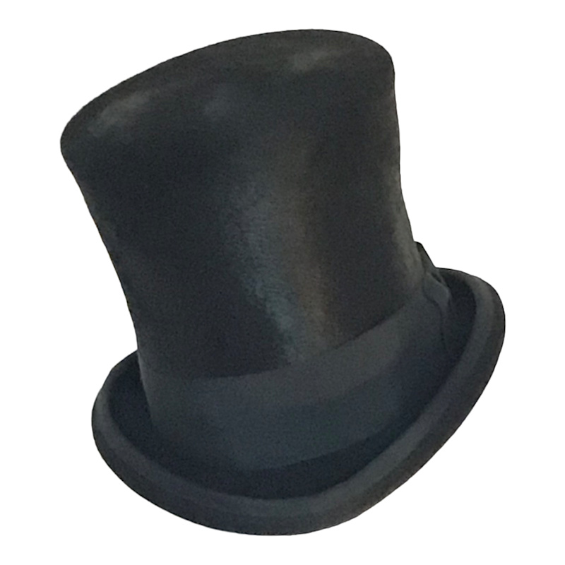 Classic Black Felt Top Hat Silk Lined Romer Millinery Wolf
