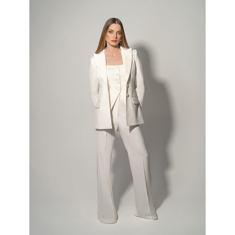 Thumbnail of Classic Chic Tailored Suit - Pearl White image