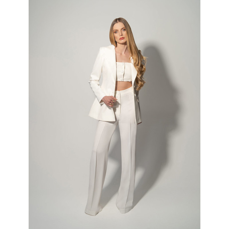 Thumbnail of Classic Chic Tailored Suit - Pearl White image