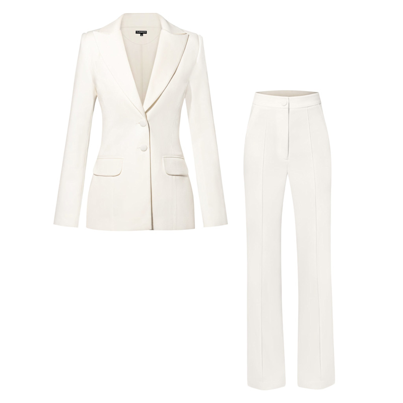 Thumbnail of Classic Chic Tailored Suit - Pearl White image