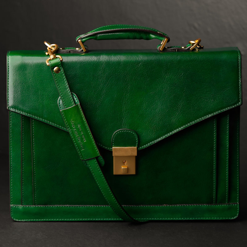 Thumbnail of Classic Design Leather Briefcase - The Magus - Green image