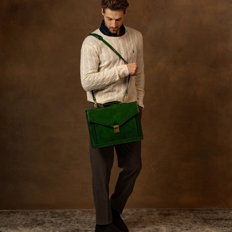 Thumbnail of Classic Design Leather Briefcase - The Magus - Green image