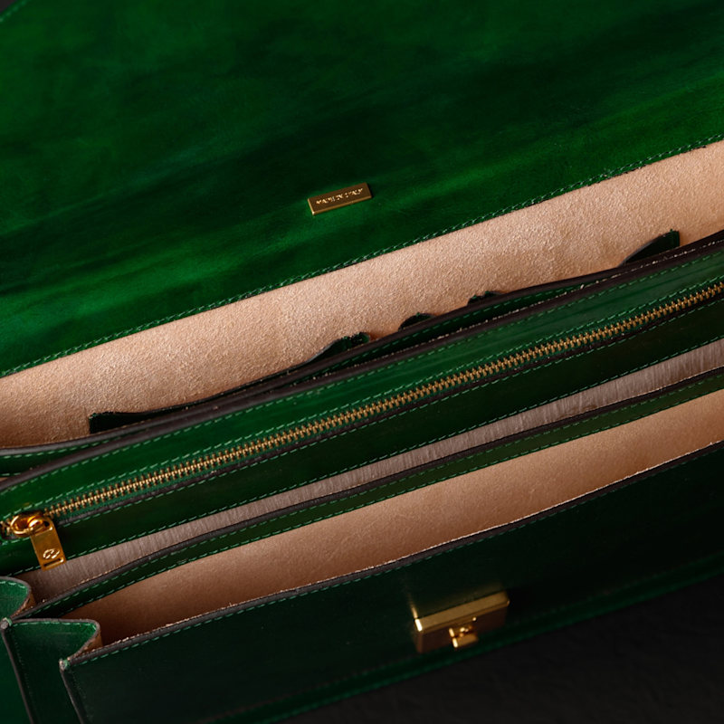 Thumbnail of Classic Design Leather Briefcase - The Magus - Green image