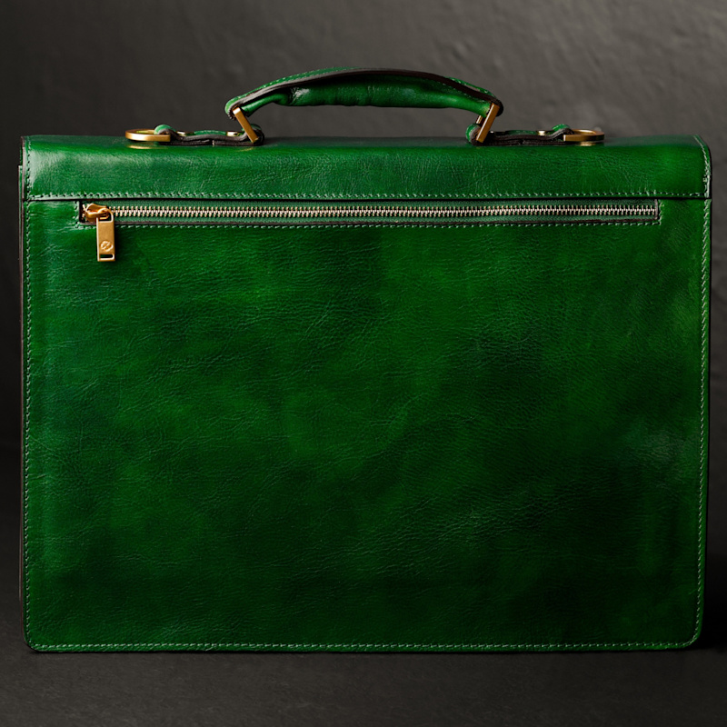 Thumbnail of Classic Design Leather Briefcase - The Magus - Green image
