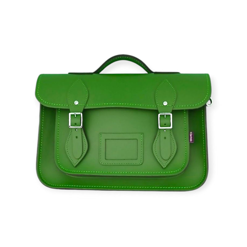 Thumbnail of Classic Green Handmade Leather Satchel 13 Inch image