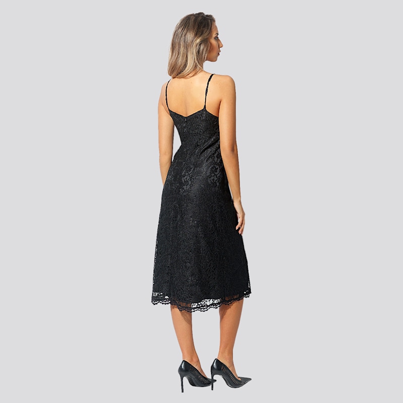 knee length classy black dress Petite Size Puff Sleeve Dress