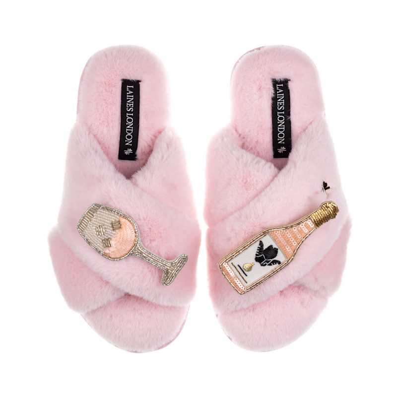 Thumbnail of Classic Laines Slippers With Angelic Rose Wine Brooches - Pink image
