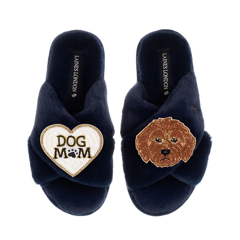 Cockapoo Next Dog Slippers Cream Cockapoo Print Mule Slippers