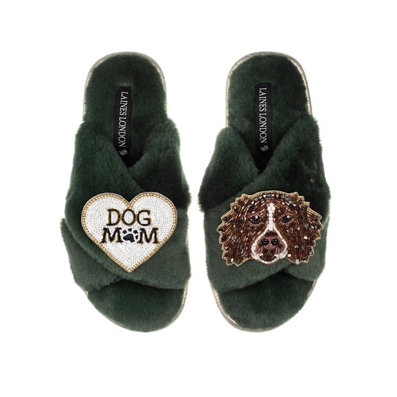 Thumbnail of Classic Laines Slippers With Duke The Spaniel & Dog Mum / Mom - Limited Edition Green image