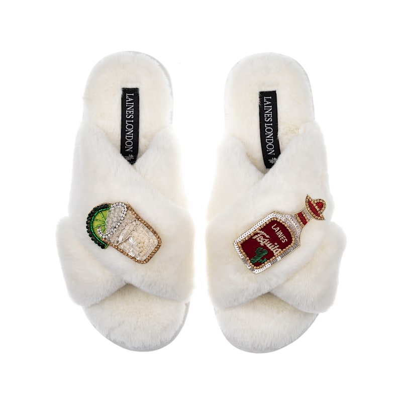 Thumbnail of Classic Laines Slippers With Laines Tequila Slammer Brooches - Cream image