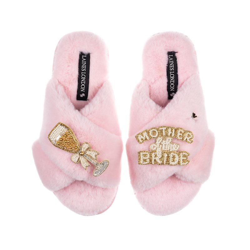 Thumbnail of Classic Laines Slippers With Mother Of The Bride Brooches - Pink image