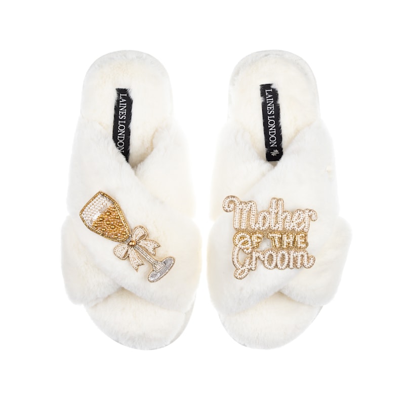Thumbnail of Classic Laines Slippers With Mother Of The Groom Brooches - Cream image