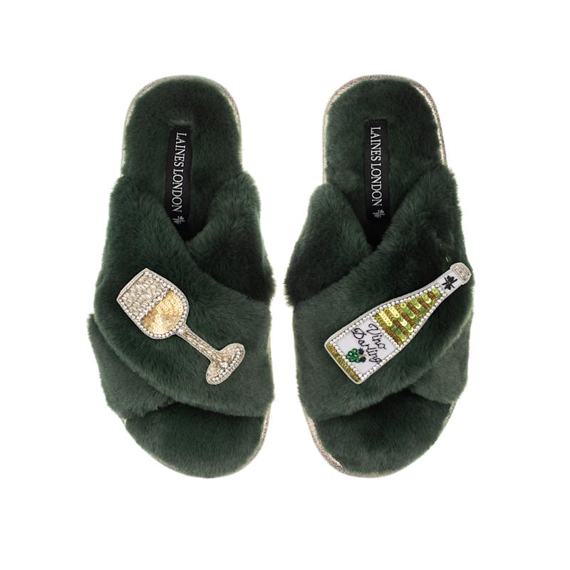 Thumbnail of Classic Laines Slippers With Vino Darling Brooches - Limited Edition Green image