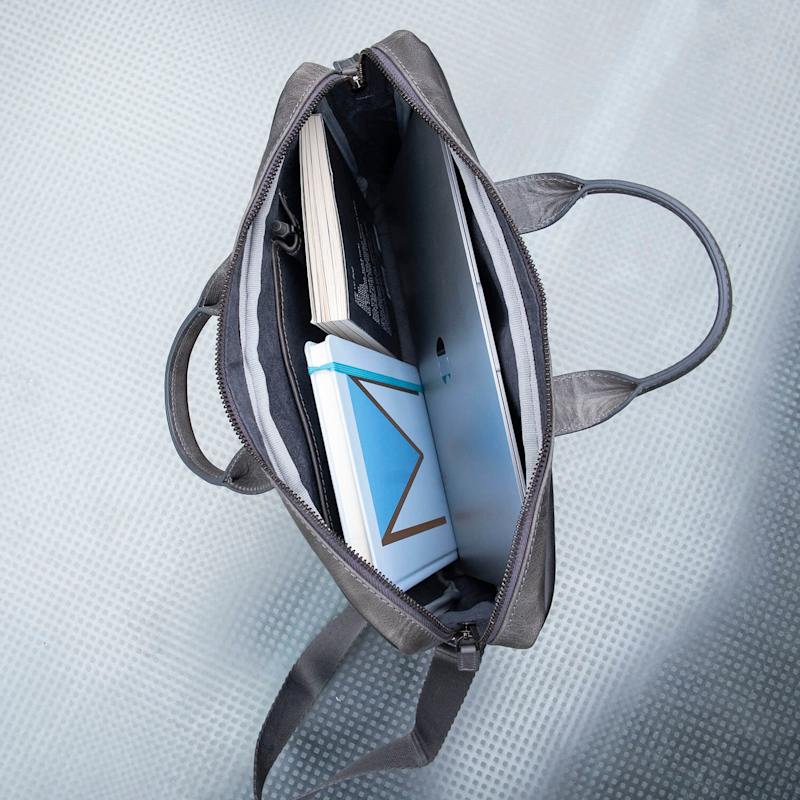 Thumbnail of Classic Leather Laptop Bag - Grey - Hollywood image