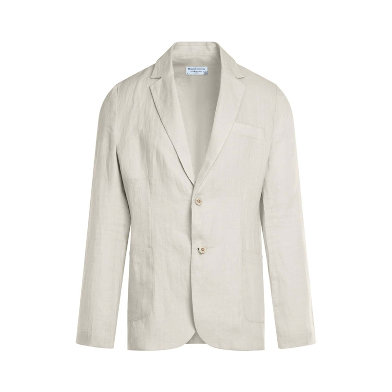 Thumbnail of Solid Lapel Neck Linen Blazer - Beige image