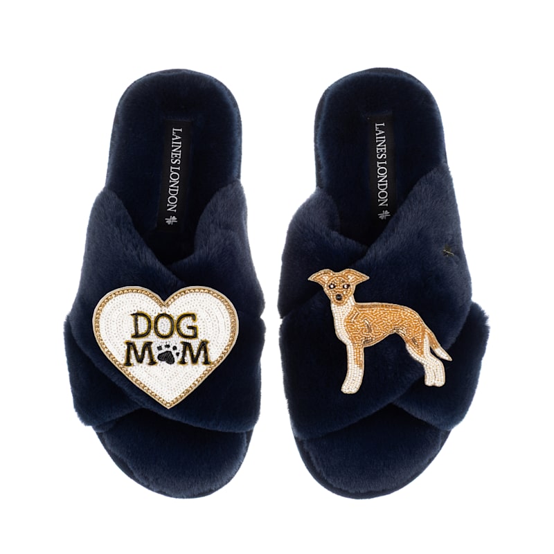 Classic Slippers With Dog Mum/Mom Fawn White Italian Greyhound