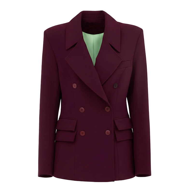 Thumbnail of Classic Tailored Double-Breasted Blazer – Wine image