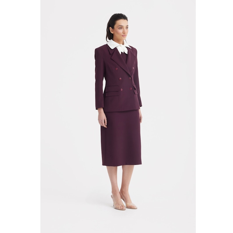 Thumbnail of Classic Tailored Double-Breasted Blazer – Wine image