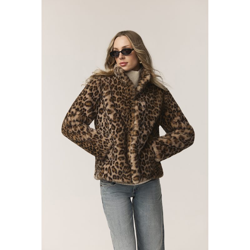 Claudia Luxe Leopard Faux Fur Jacket | ISSY LONDON | Wolf & Badger