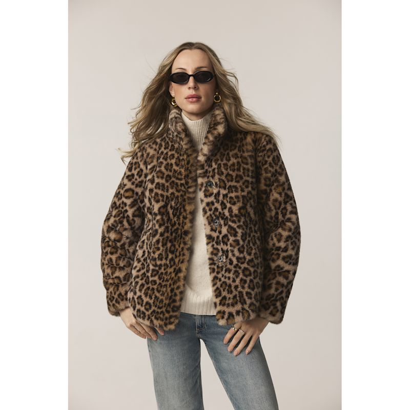 Claudia Luxe Leopard Faux Fur Jacket | ISSY LONDON | Wolf & Badger