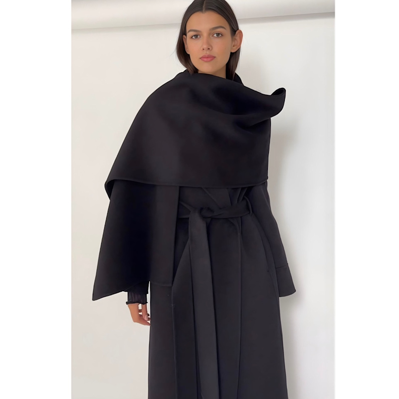 Claudia Scarf Coat Black | CENTRE PIECE | Wolf & Badger
