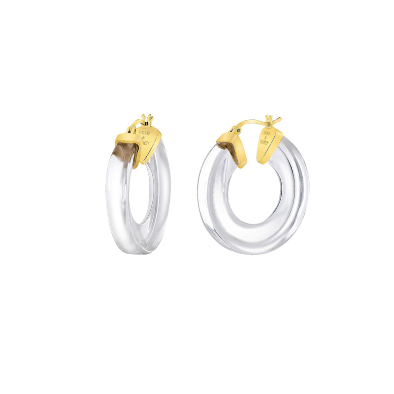 Thumbnail of Clear Chunky V-Hoop Lucite Earrings image