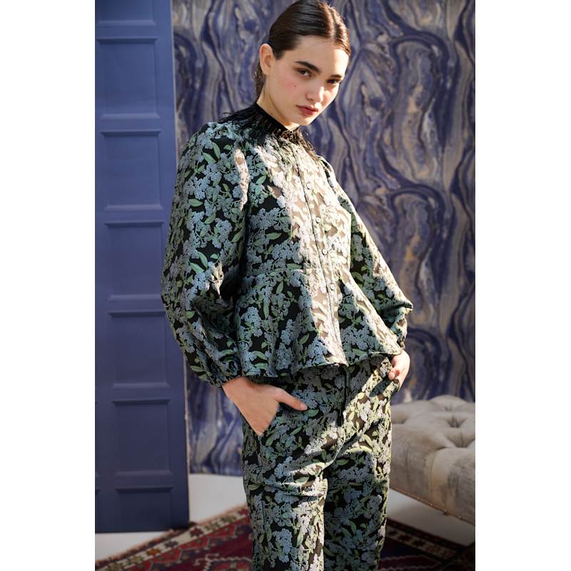 Thumbnail of Clementine Blossom Jacquard Peplum Blouse image