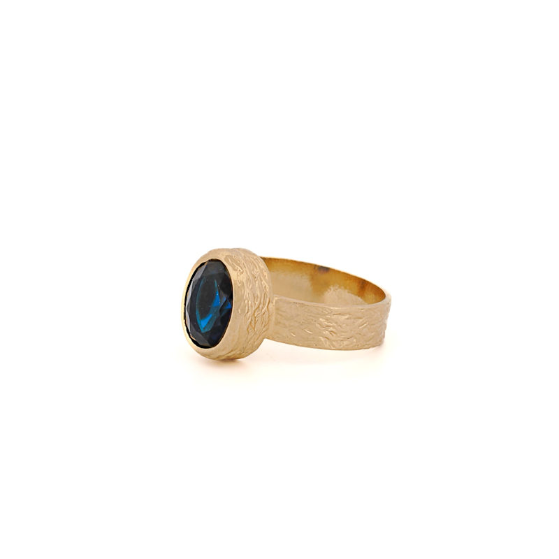 Thumbnail of Cleopatra Blue Sapphire Gemstone Gold Adjustable Ring - Blue image