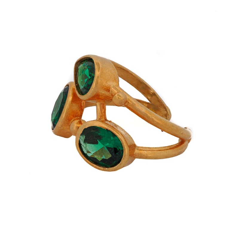 Thumbnail of Cleopatra Jade & Gold Adjustable  Ring - Green image