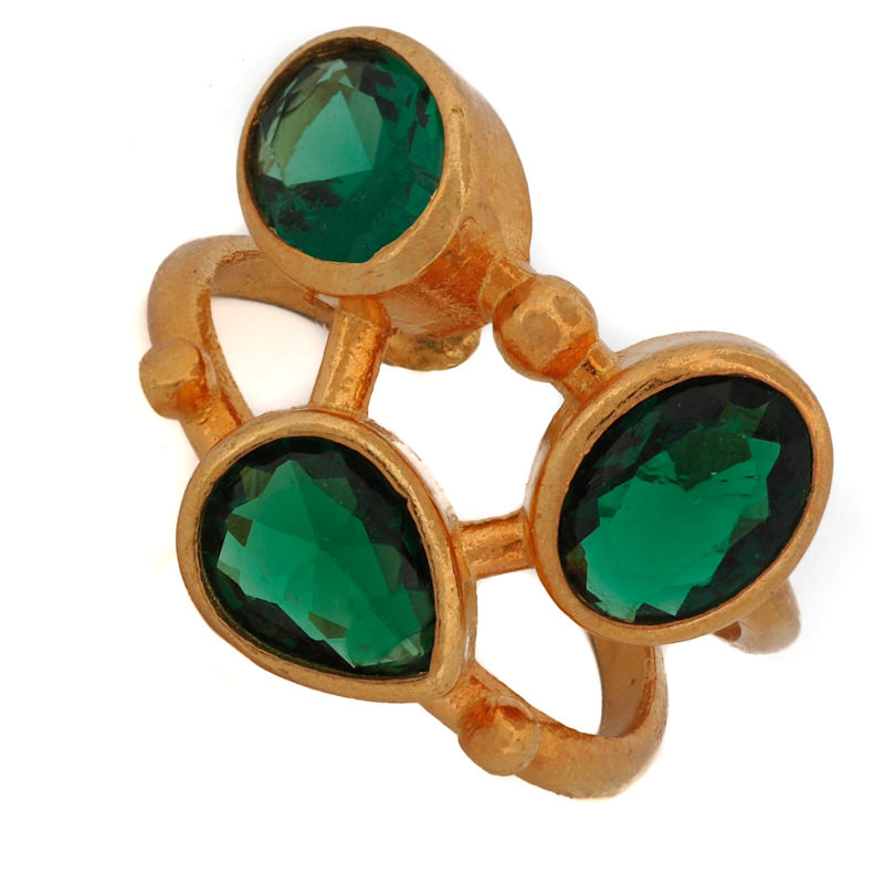 Thumbnail of Cleopatra Jade & Gold Adjustable  Ring - Green image