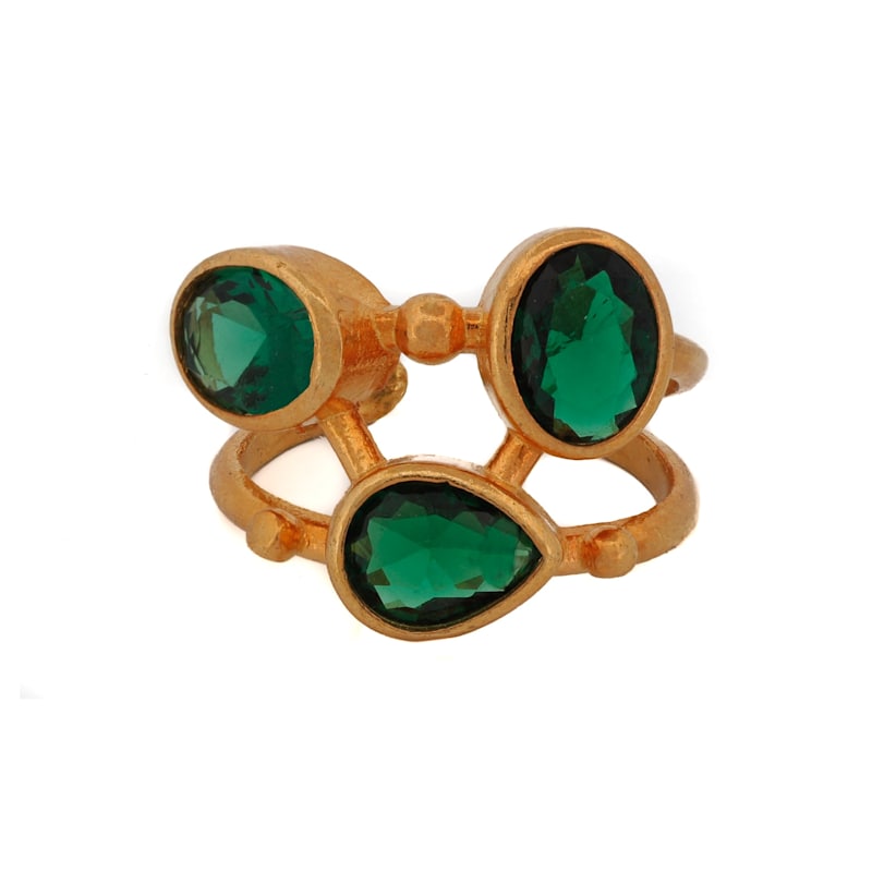 Thumbnail of Cleopatra Jade & Gold Adjustable  Ring - Green image
