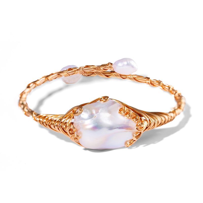 Thumbnail of Cleopatra’s Treasure Baroque Pearl Arm & Cuff Bracelet - Gold image